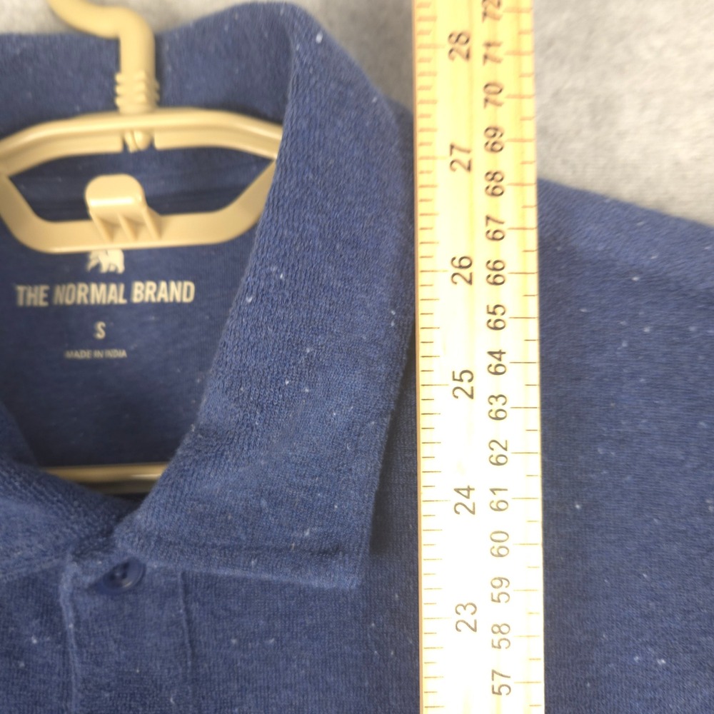 The Normal Brand Men's‎ Blue Speckled Knit Button Down Shirt Size S Short Sleeve - Picture 6 of 6